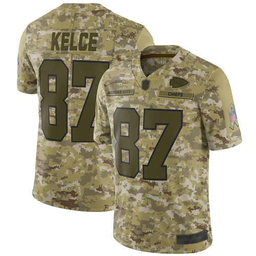 Men Kansas City Chiefs #87 Kelce Travis Limited Camo 2018 Salute to Service Football Nike NFL Jersey